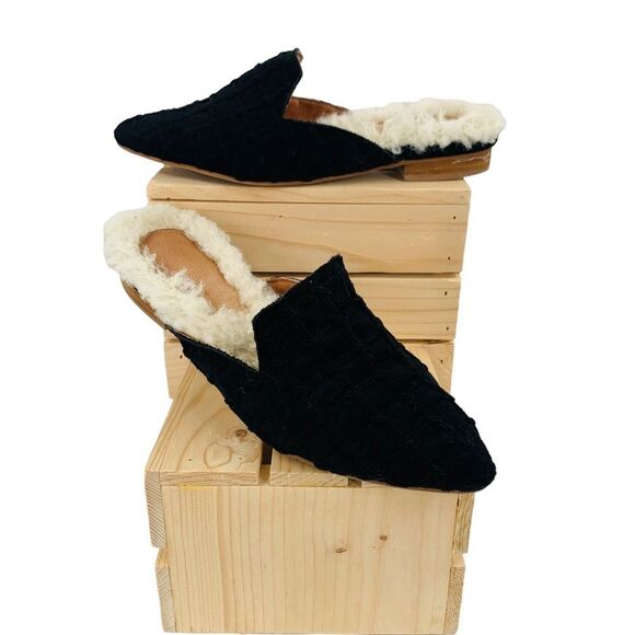 Mi.iM Black Suede Lavinia Sherpa Lined Mules Slip-On Sz. 7 - Picture 9 of 9